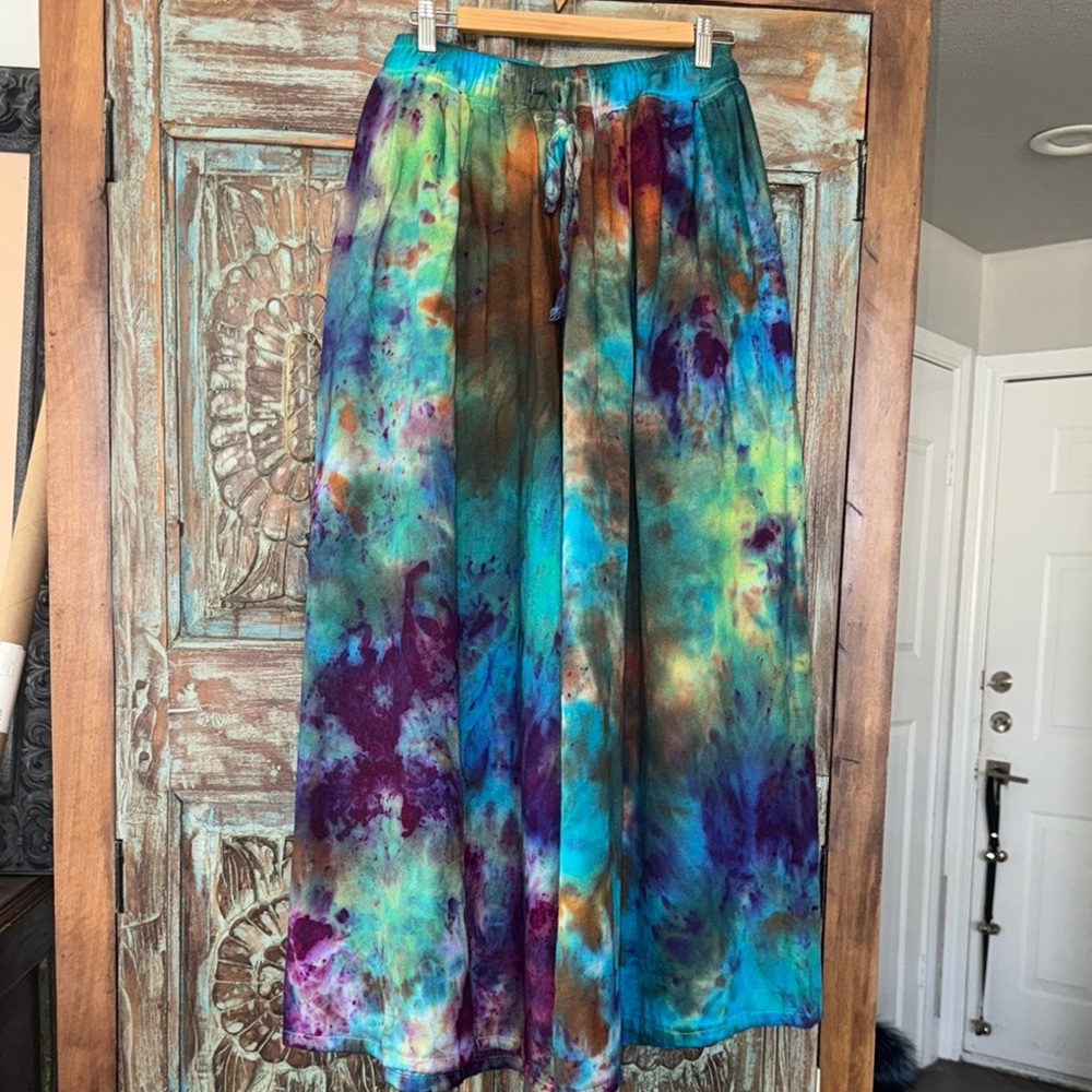 Multicolor Tie-Dye wide leg pants.